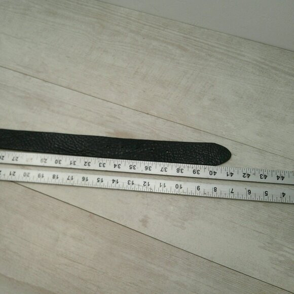 Rugged Justin Black Textured Thick Classic Top Grain Leather Belt Size 36 - Picture 5 of 7